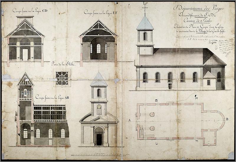 Plans, coupes et élévation.