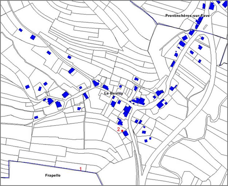 Cadastre actuel : édifice étudiés.