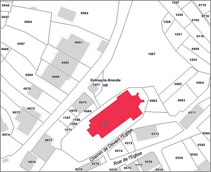 Cadastre actuel : localisation du bâtiment.