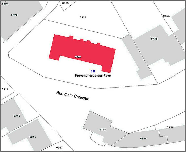 Cadastre actuel : localisation du bâtiment.