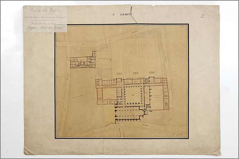 Plan du rez-de-chaussée : projet n° 2 pour le collège de Jésuites, 1855.