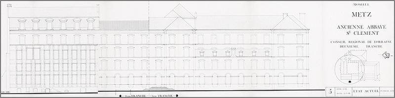 Elévation de la façade ouest : état en 1985.