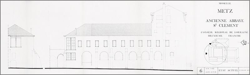 Elévation de la façade nord : état en 1985.