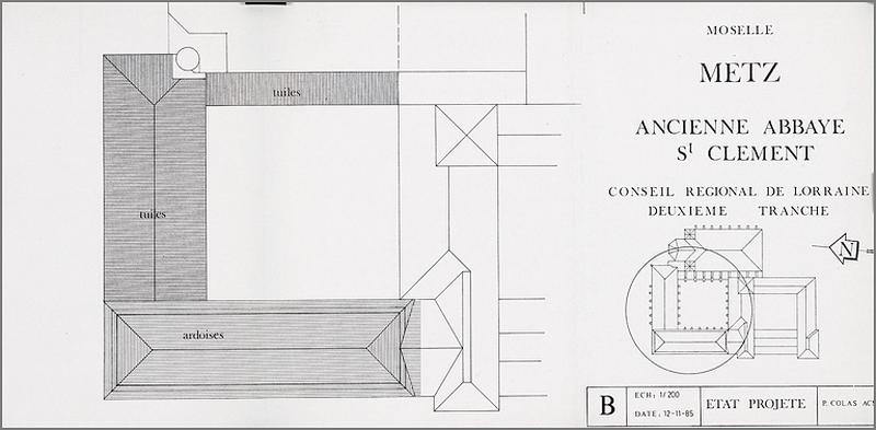 Plan de couverture : état projeté (deuxième tranche de travaux, 1985).