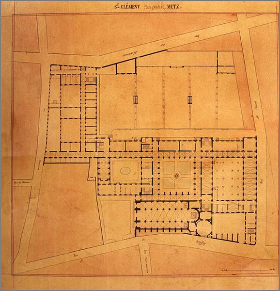 Plan du rez-de-chaussée : projet n° 1 pour le collège de Jésuites, 1855 (non réalisé).