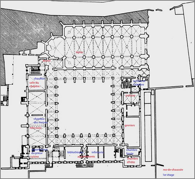 Plan du rez-de-chaussée, annoté