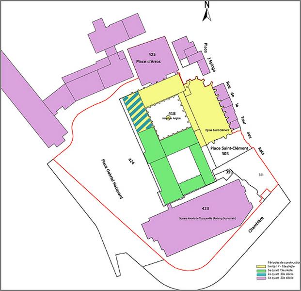 Schéma de datation des bâtiments (à partir du plan cadastral).