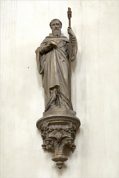 Statue : saint Benoît, ensemble face.