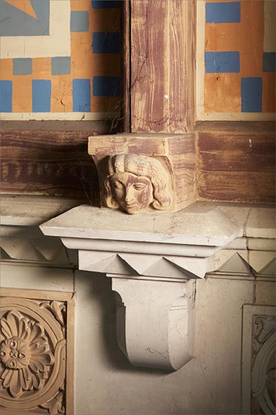 Intérieur, voûtement de la nef, détail d'une console.