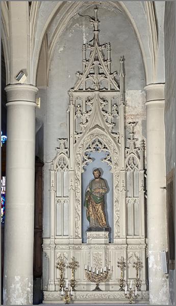 Ensemble de 2 autels secondaires de style néo-gothique de la Vierge et de saint Joseph