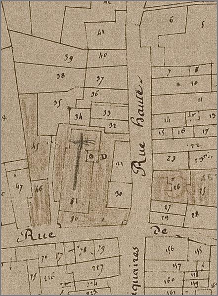 Plan cadastral du 19e siècle (section D U dite du Village : détail)