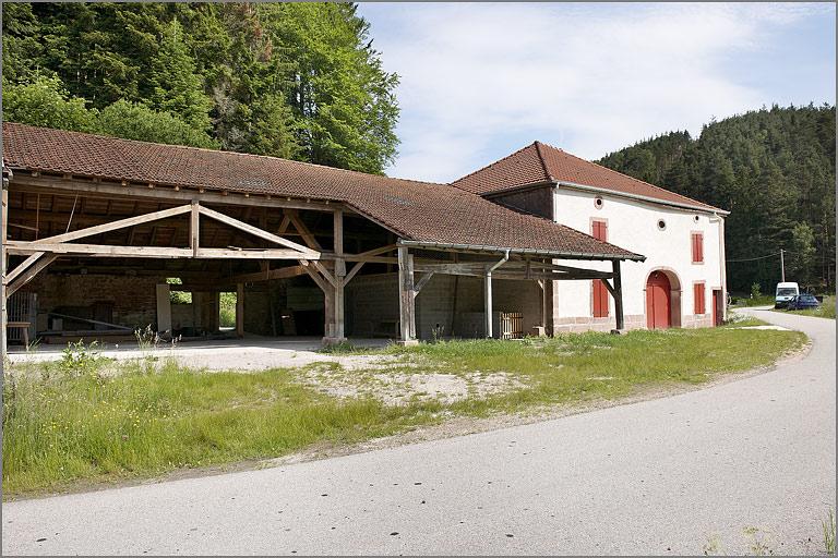 Les Rouges-Eaux, scierie de Gérupt, élévation antérieure, halle de sciage.