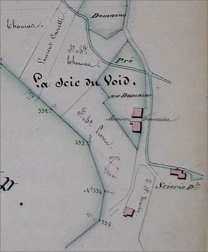 Scierie d'Erival, extrait de plan.