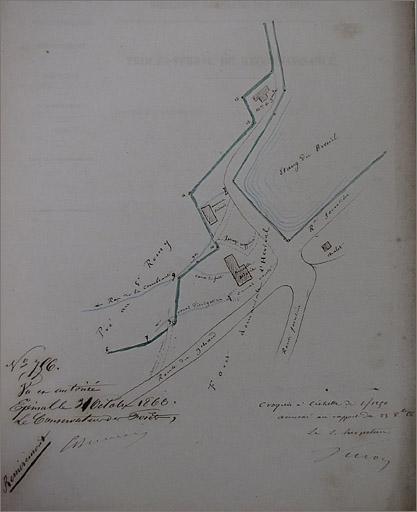 Ancienne scierie domaniale du Breuil, extrait de plan.