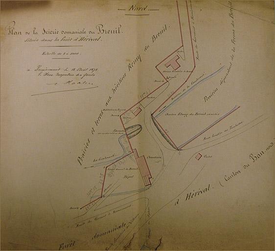Ancienne scierie domaniale du Breuil, extrait de plan.