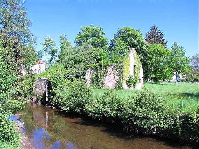Scierie Geisler, vue du bâtiment en ruine rive gauche.