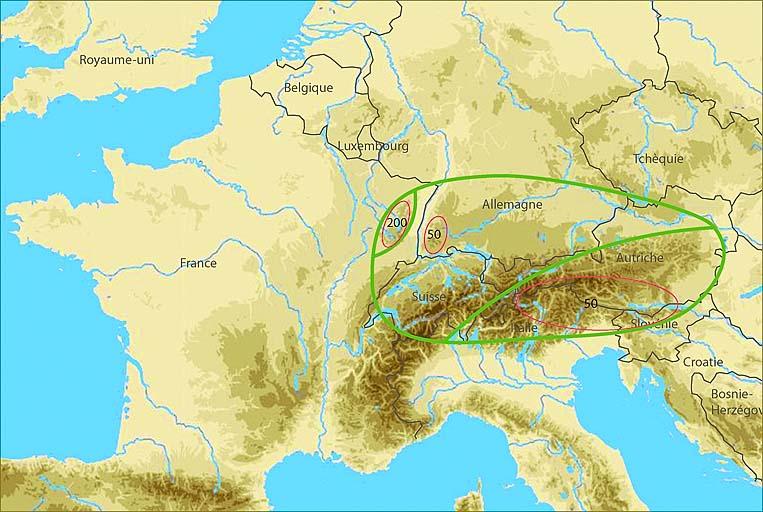 Cartographie européenne des anciennes scieries à cadre hydraulique.