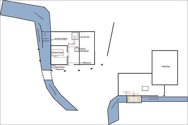 Plans schématiques des deux scieries, sous-sol.