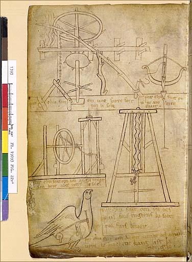 Premier dessin d'une scie hydraulique.