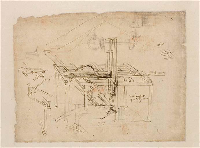 Dessin d'une scie hydraulique à cadre.