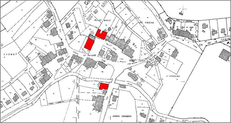 Partie du plan cadastre, digitalisation des parcelles sélectionnées.