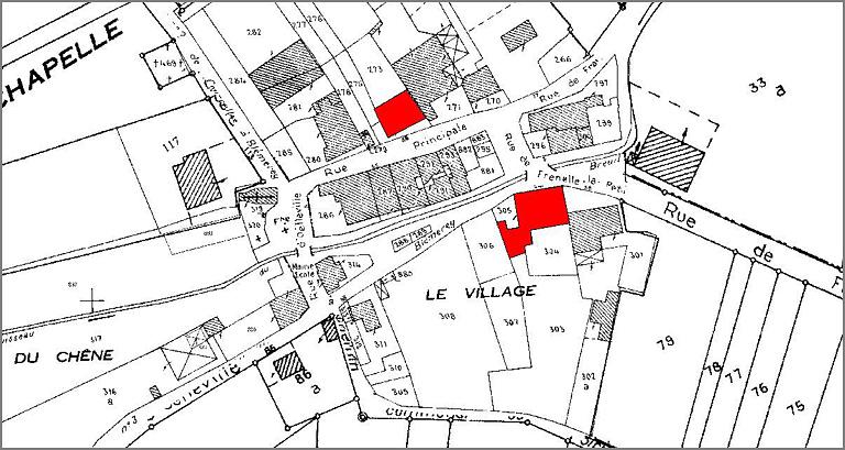 Partie du plan cadastre, digitalisation des parcelles sélectionnées.