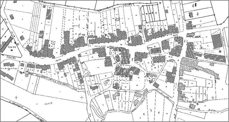 Partie du plan cadastre, digitalisation des parcelles sélectionnées.