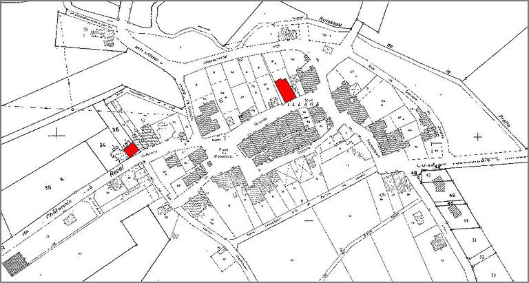 Partie du plan cadastre, digitalisation des parcelles sélectionnées.