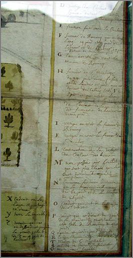 Plan ancien du village, daté de 1723, légende.