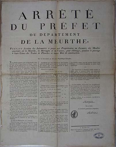 Arrêté préfectoral, indemnités de chômage dû au flottage.
