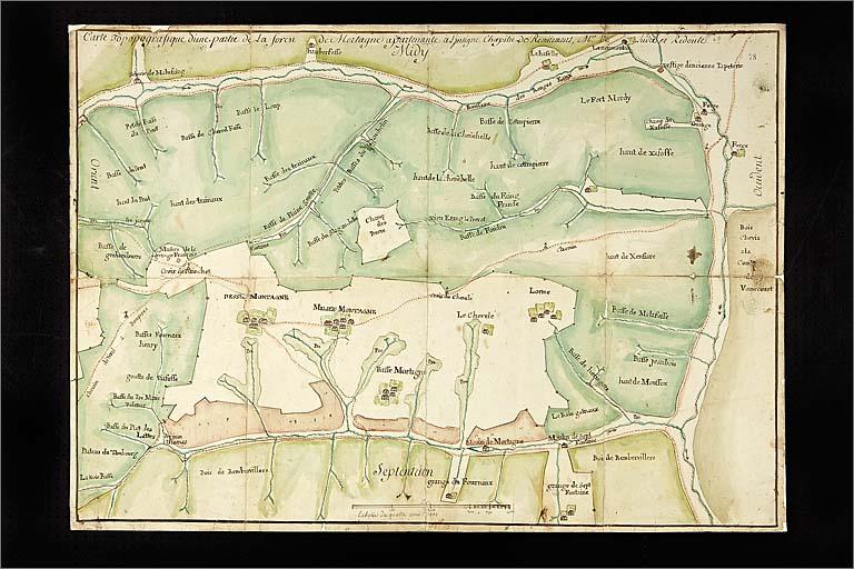 Carte topgraphique d'une partie de la forêt de Mortagne.