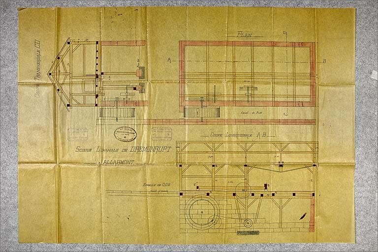 Scierie de Dremonrupt, extrait de plan.