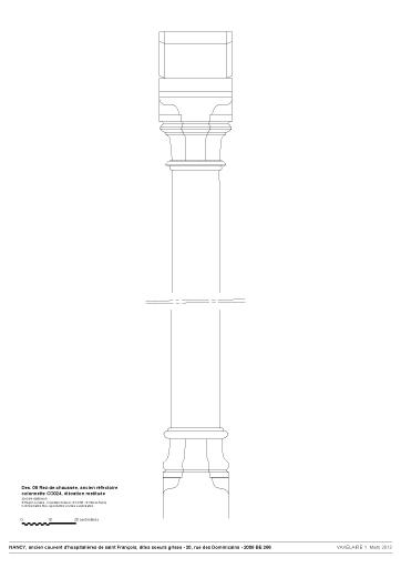 Rez-de-chaussée, ancien réfectoire ; colonnette (CO024), élévation restituée.