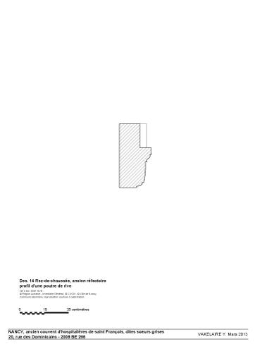 Rez-de-chaussée, ancien réfectoire ; profil d'une poutre de rive.