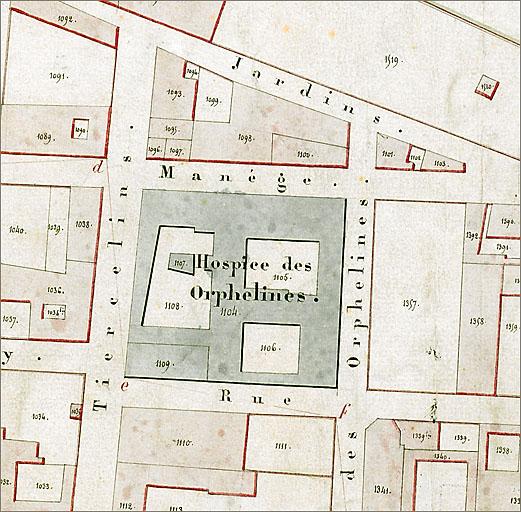 Plan masse, extrait du plan cadastral de 1865.