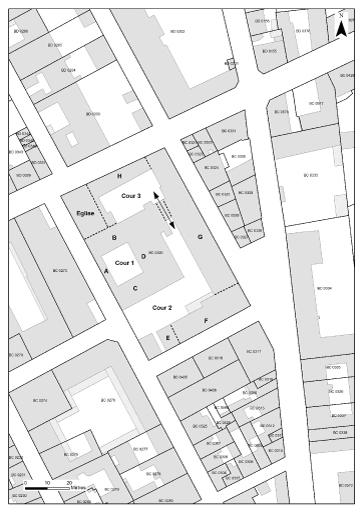 Plan de situation (extrait du plan cadastral) annoté.