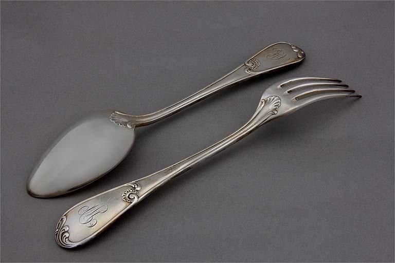 Ménagère n° 3, écrin n° 2, cuillère et fourchette, revers.