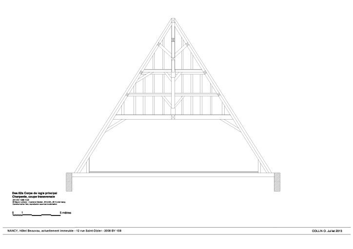 Corps de logis principal. Charpente, coupe transversale