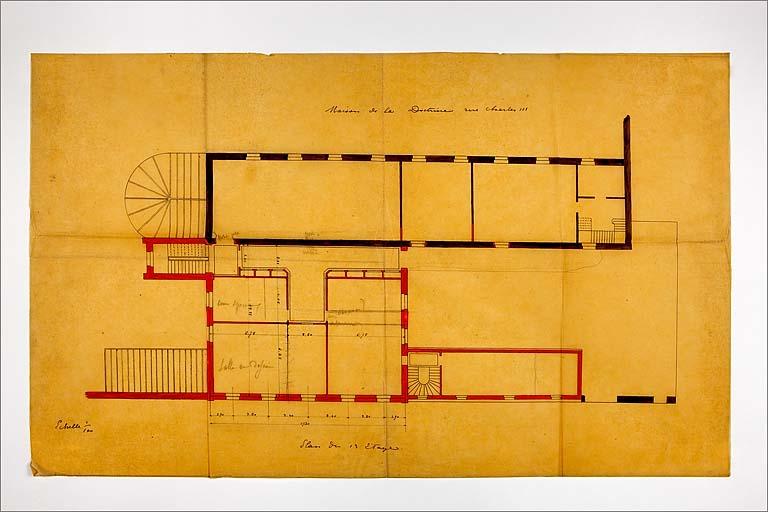 Bâtiment C (sur la rue Charles III) : projet, plan du 1er étage.