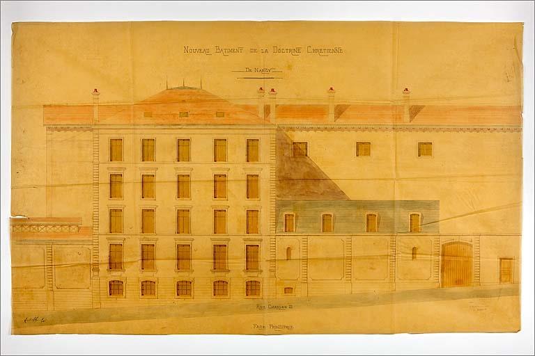 Bâtiment C (sur la rue Charles III) : projet, élévation sur rue, ensemble.