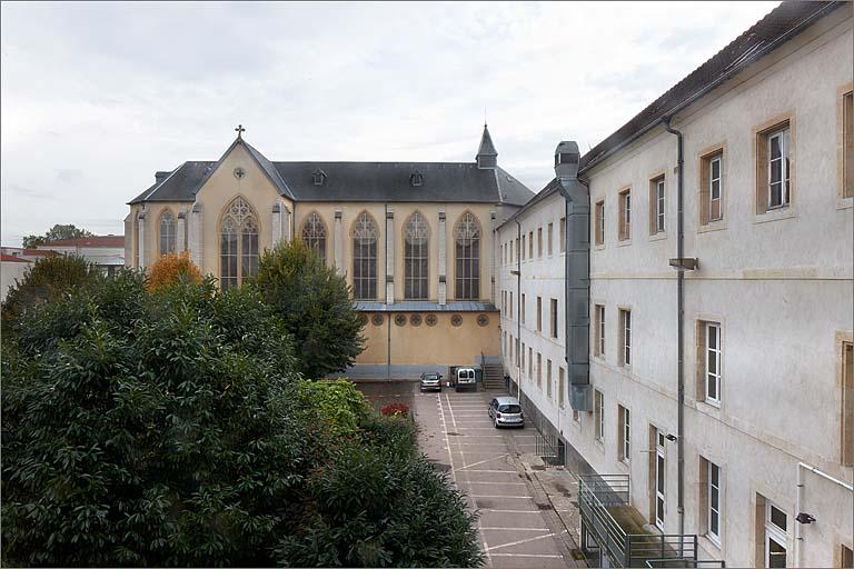 Eglise conventuelle Sainte-Anne et bâtiment A : élévations sur le jardin.