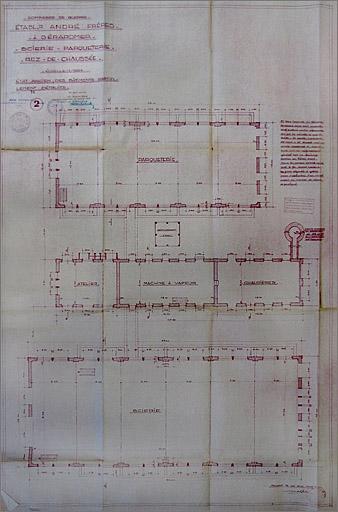 Plan des bâtiments partiellement détruits.