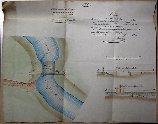 Plan de la vanne des Staprès à Vanifosse, Frapelle.