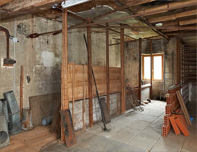 1er étage de la féculerie, cases d'entreposage de la fécule en vrac.