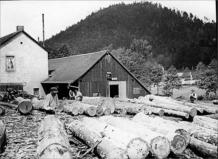 Scierie de la vallée de la Plaine vers 1900.