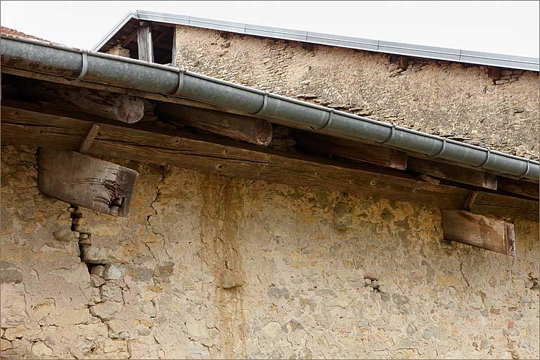 Elévation postérieure, détail de la charpente, extrémité des arbalétriers.