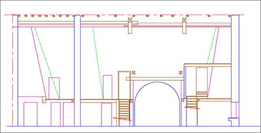 Coupe longitudinale sur l'habitation.