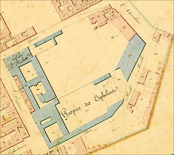 Plan de situation de l'église en 1830.
