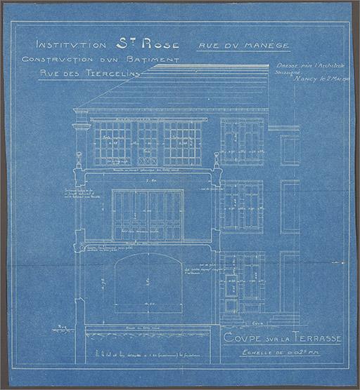 Projet de construction du corps C2, coupe.