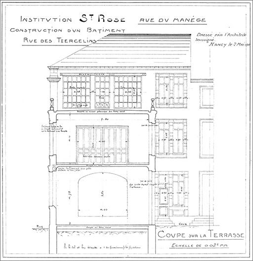 Projet de construction du corps C2, coupe.
